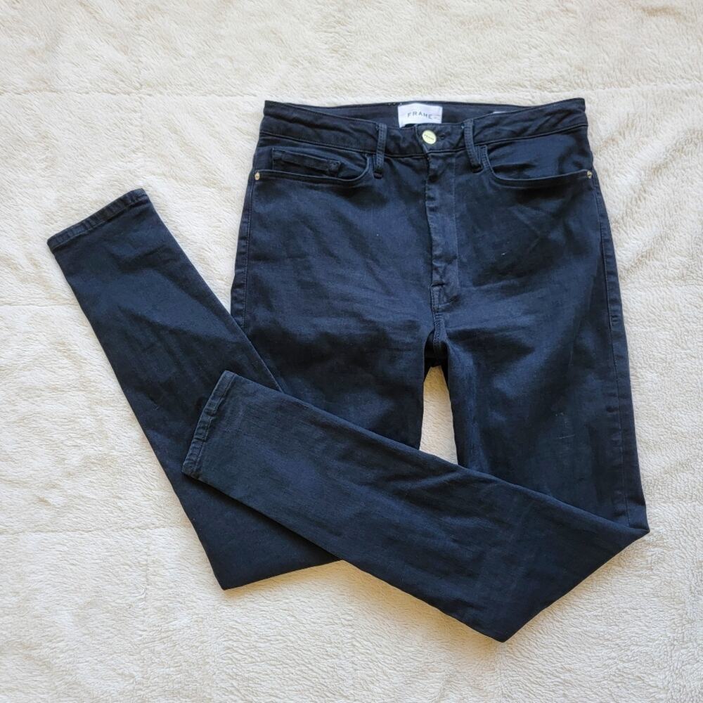 Frame Denim Le One Black Skinny Leg Jeans